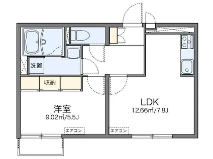 レオネクストファイブストリート(1LDK/1階)の間取り写真