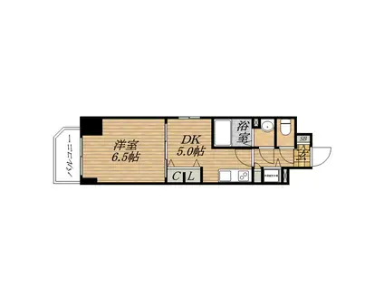 プレサンス江戸堀(1DK/13階)の間取り写真