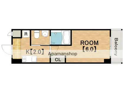 グランパシフィック花園北(1K/2階)の間取り写真