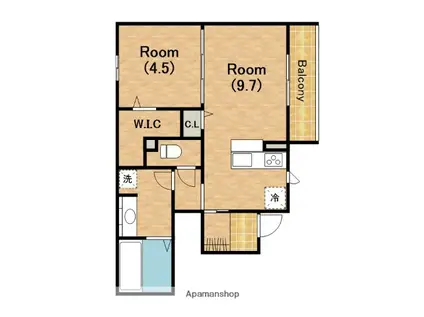 パルビレッジ(1LDK/1階)の間取り写真