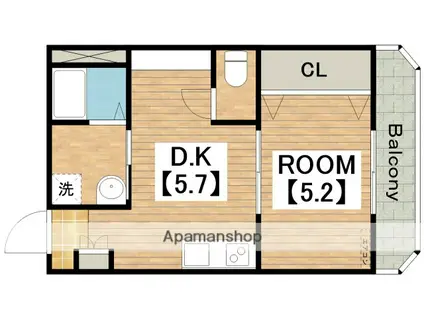双輪建物第八コーポ(1DK/3階)の間取り写真
