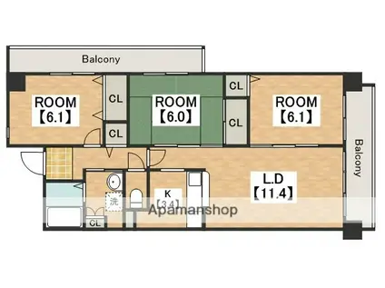 コレンテ(2SLDK/3階)の間取り写真