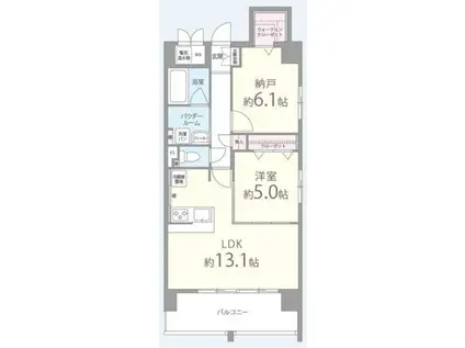 ドゥジーエム京橋(1SLDK/2階)の間取り写真