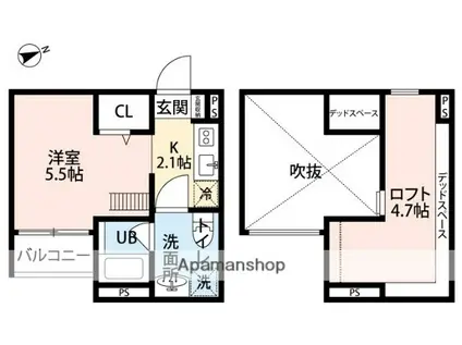 LORE(ワンルーム/1階)の間取り写真