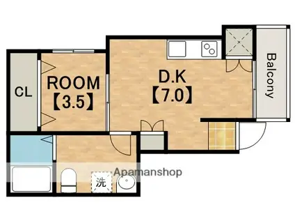 セントラルTAMADE88(1DK/3階)の間取り写真