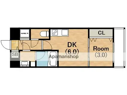 オリエンテム(1DK/4階)の間取り写真