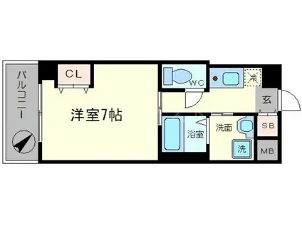 ELLE難波ウエスト(1K/9階)の間取り写真