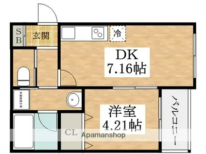 KTIレジデンス桃谷B(1DK/1階)の間取り写真