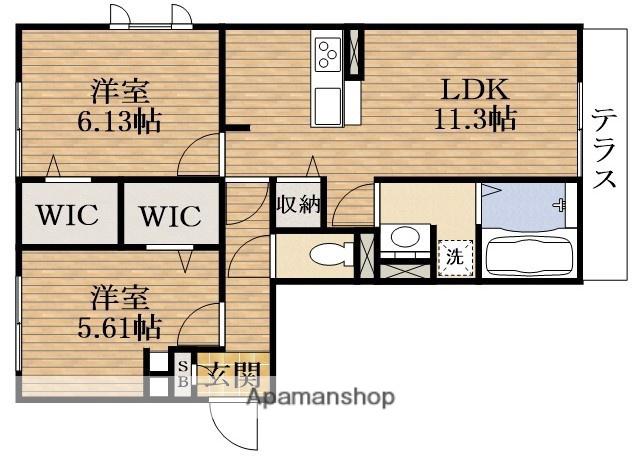 SINFARIAYUZATO A棟(2LDK/1階)の間取り写真