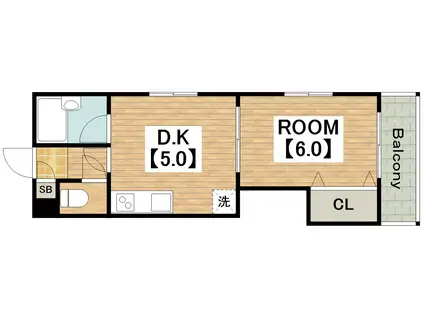 CHOCOLATE ABENO(1DK/3階)の間取り写真