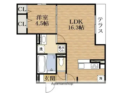 CLASHIST平野西ノース(1LDK/1階)の間取り写真