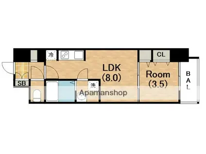 リアライズ南巽(1LDK/8階)の間取り写真