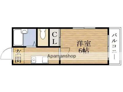 アビテⅡ(1K/4階)の間取り写真