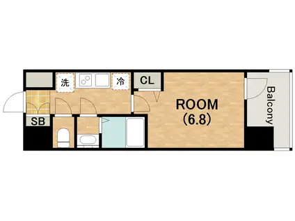 プレサンス大国町アドロッソ(1K/10階)の間取り写真