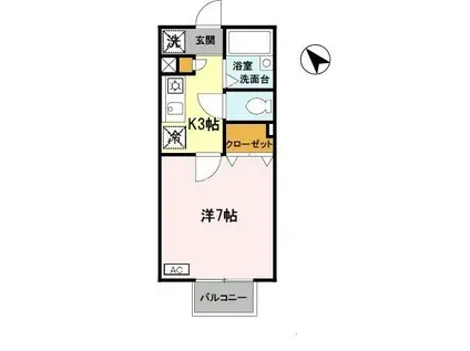 パセオ西之町(1K/2階)の間取り写真