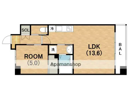 プレジオ帝塚山(1LDK/9階)の間取り写真