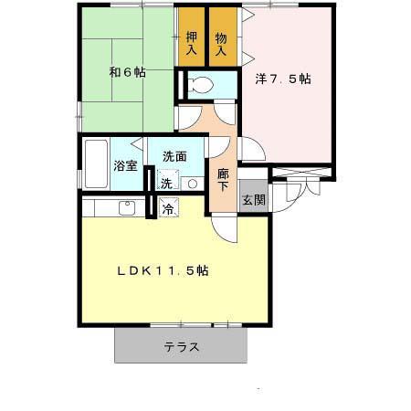パインコート(2LDK/1階)の間取り写真