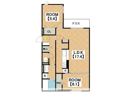 スペチアーレ巽中 B棟(2LDK/1階)の間取り写真