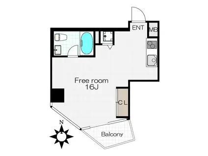 是空NANBA2(ワンルーム/9階)の間取り写真