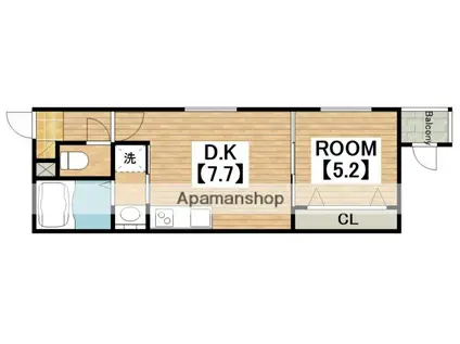 万代東マンション(1DK/3階)の間取り写真