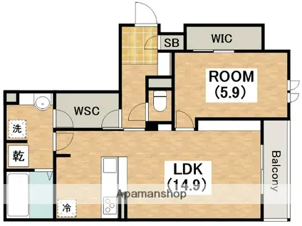 スペチアーレ平野西(1LDK/2階)の間取り写真