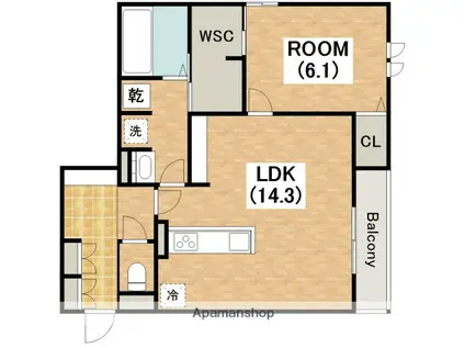 スペチアーレ平野西(1LDK/3階)の間取り写真