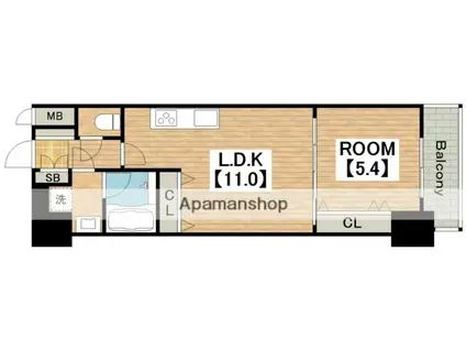 スプランディッド上本町ウエストⅡ(1LDK/6階)の間取り写真