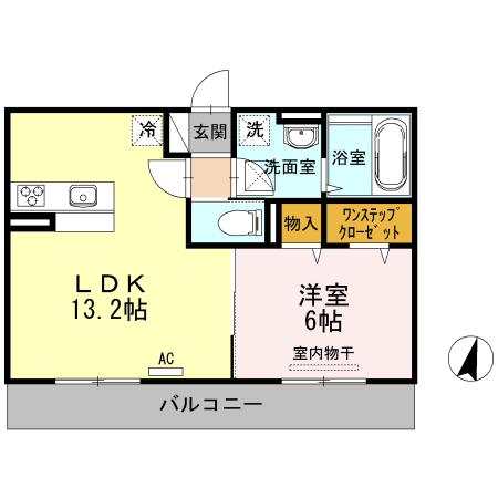 ムーク香ヶ丘(1LDK/1階)の間取り写真