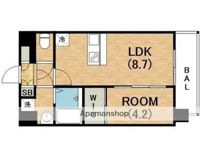 エスリード大阪平野プライム(1LDK/6階)の間取り写真