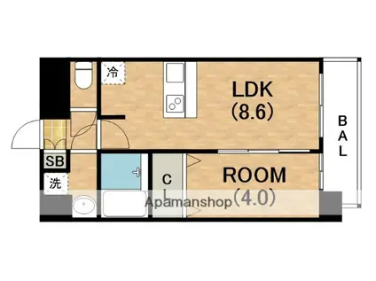 プレサンス鶴橋トレヴィエ(1LDK/9階)の間取り写真