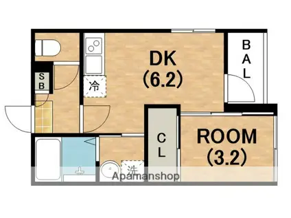 ハーモニーテラス住吉2(1DK/3階)の間取り写真