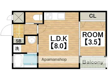 H-MAISON巽中(1LDK/1階)の間取り写真