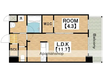 ブループラス針中野(1LDK/3階)の間取り写真