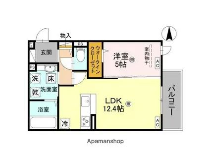 パサログランデ背戸口(1LDK/3階)の間取り写真