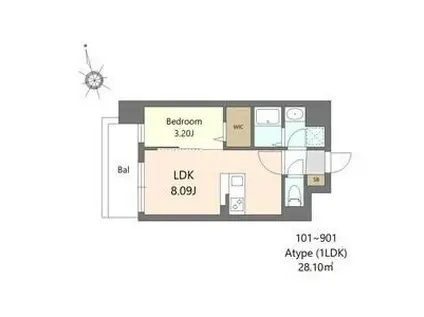 ALIVIS都島通(1LDK/9階)の間取り写真