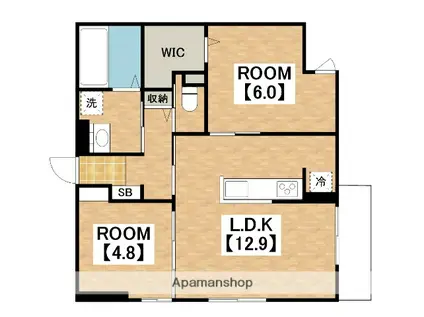 D-ROOM瓜破ノース(2LDK/1階)の間取り写真