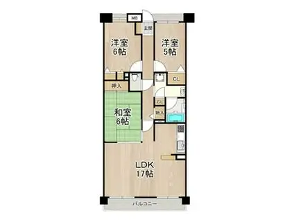 ソルプラーサ堺(3LDK/14階)の間取り写真