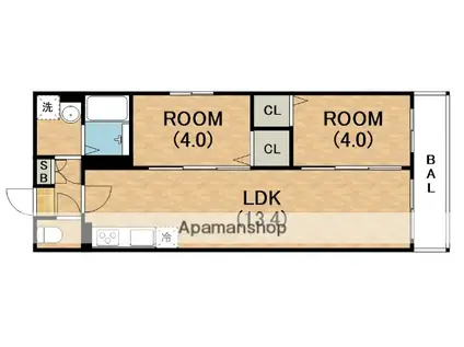 TIO長居公園南(2LDK/1階)の間取り写真