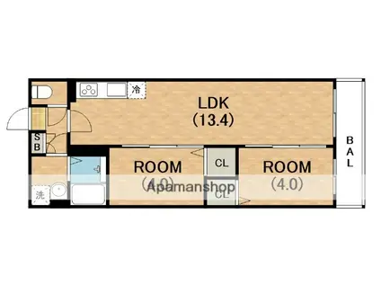 TIO長居公園南(2LDK/3階)の間取り写真