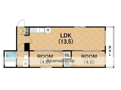 TIO長居公園南(2LDK/1階)の間取り写真