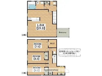 関西本線 東部市場前駅 徒歩7分 2階建 新築(3LDK)の間取り写真
