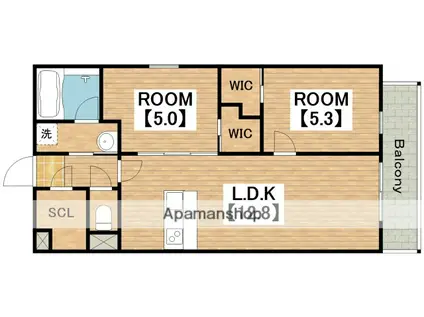 エスタジオ針中野(2LDK/2階)の間取り写真