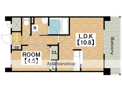 ラ・リヴィエール(1LDK/4階)の間取り写真