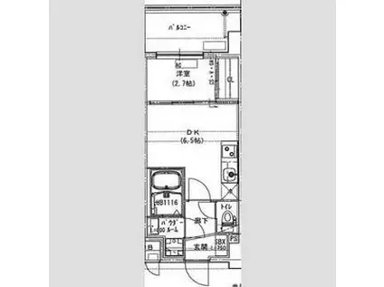ALIVIS放出(1DK/4階)の間取り写真