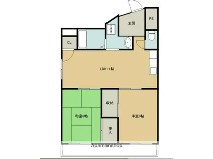滝谷ユタカハイツ(2LDK/1階)の間取り写真