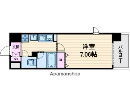 クレアートアドバンス大阪城南(1K/6階)の間取り写真