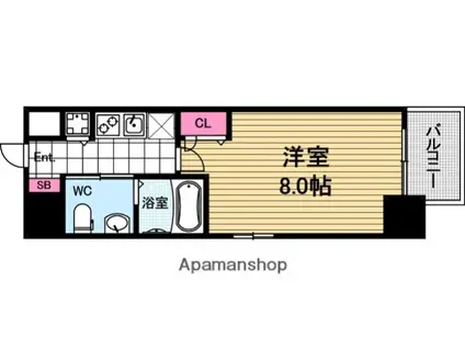 ISM谷町六丁目(1K/11階)の間取り写真