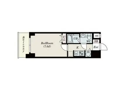 S-RESIDENCE難波BRILLER(1K/15階)の間取り写真