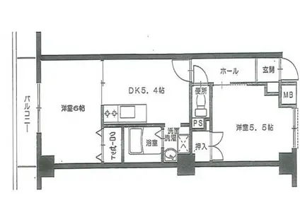 大拓ハイツ7(2DK/3階)の間取り写真