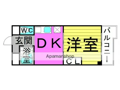 ローズコーポ天満東(1DK/7階)の間取り写真